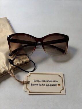 Sun3,Jessica Simpson Ombre Brown Cat-Eye One Pair Of Sunglasses”